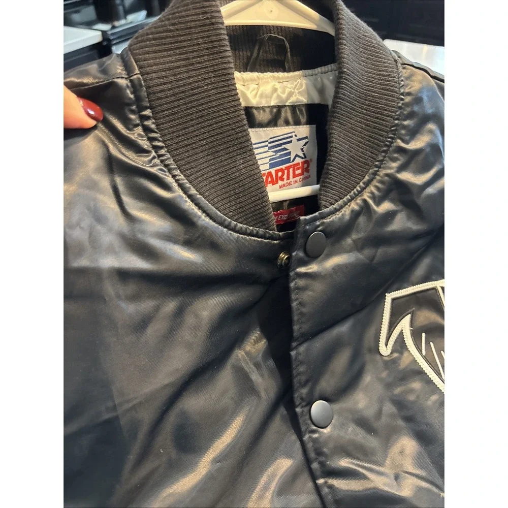 Atlanta Falcons Starter Jacket Men XL Black Satin Full Snap NFL Varsity